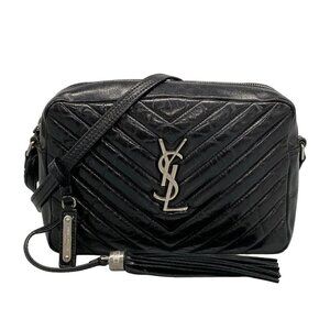 Auth SAINT LAURENT PARIS Lou Camera Bag 468537 Black Leather Shoulder Bag